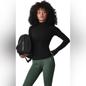 ALO Yoga Black Long Sleeve Mock Neck Tee